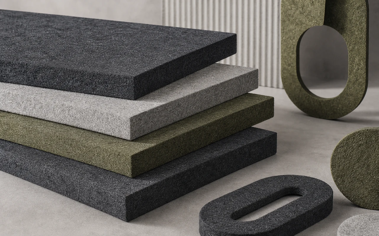 PET acoustic panel material samples